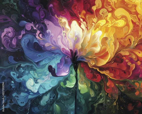 Vibrant colors burst forth from the canvas, creating a symphony of visual delight. photo