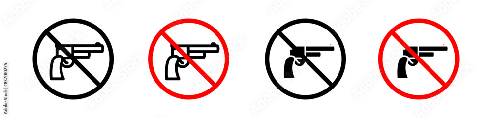 No gun icon illustrating gun-free zones and safety regulations, perfect for security services, public safety campaigns, and law enforcement No gun icon illustrating gun-free zones and safety regulations, perfect for security services, public safety campaigns, and law enforcement