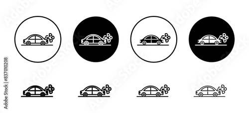 Car breakdown icon showing vehicle malfunctions and emergency assistance, suitable for roadside service providers and automotive repair shops