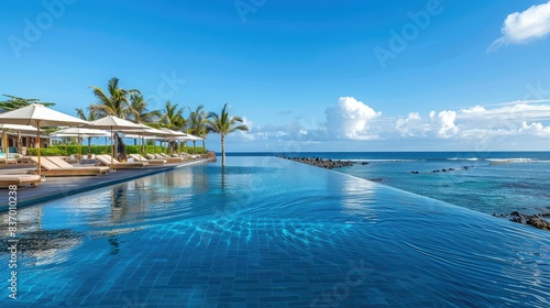 panoramic holiday landscape luxury beach poolside resort hotel swimming pool beach