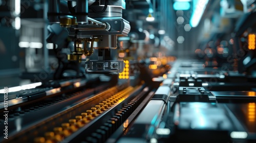 Wallpaper Mural Automated production line in action, advanced automation technology, close up, focus on machinery, futuristic, Overlay, Hightech factory backdrop Torontodigital.ca