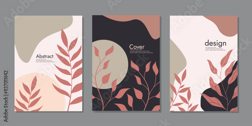 cover template with floral pattern. beauty botanical abstract background. A4 size For For notebooks, planners, brochures, books, catalogs etc