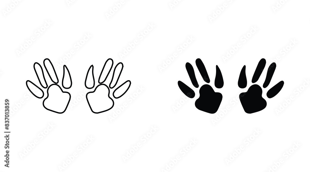 hamster foot print, animal paw print illustration on white background hamster foot print, animal paw print illustration on white background