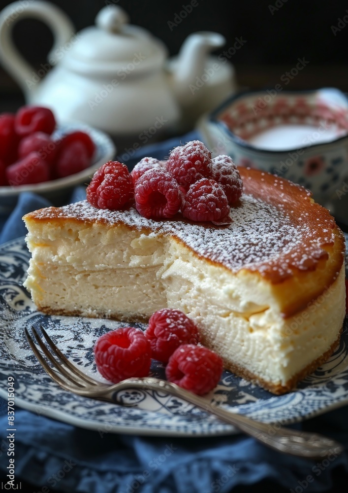 Japanese Cheesecake - Light and fluffy cheesecake, often topped with powdered sugar. Japanese Cheesecake - Light and fluffy cheesecake, often topped with powdered sugar.