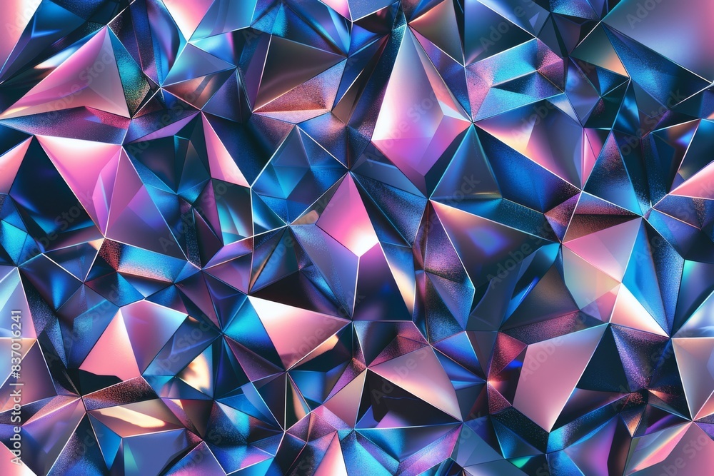 Design a seamless pattern featuring geometric shapes with a holographic effect, incorporating colors like neon blue, pink, and purple Design a seamless pattern featuring geometric shapes with a holographic effect, incorporating colors like neon blue, pink, and purple
