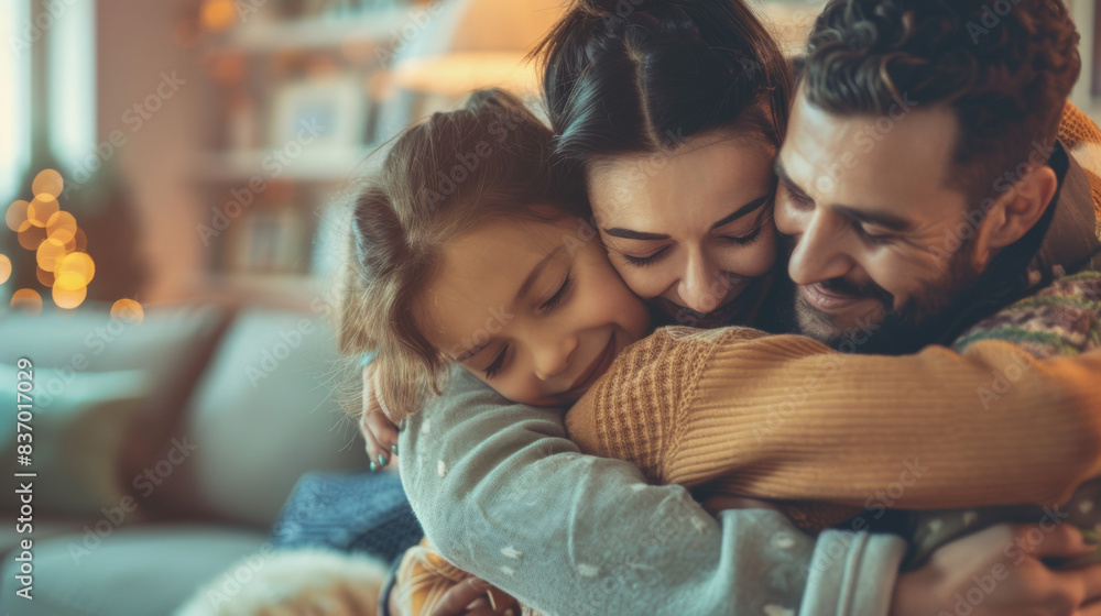 A family of three, a man and two children A family of three, a man and two children