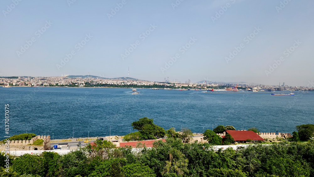 Fototapeta premium A view of the southern end of the Bosphorus opening to the Marmara Sea
