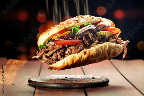 doner kebap on wooden table