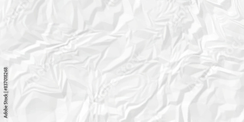 Abstract White wave paper crumpled texture. white fabric textured crumpled white paper background. panorama white paper texture background, crumpled pattern texture background.