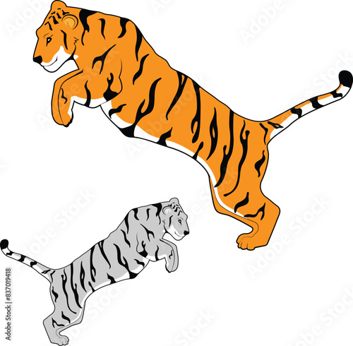 Tigers Jumping - Vector Illustration