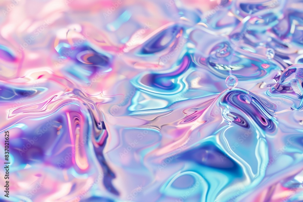 Fototapeta premium Generate a seamless pattern with holographic liquid surfaces, reflecting and refracting light in stunning hues of pink, blue, and purple