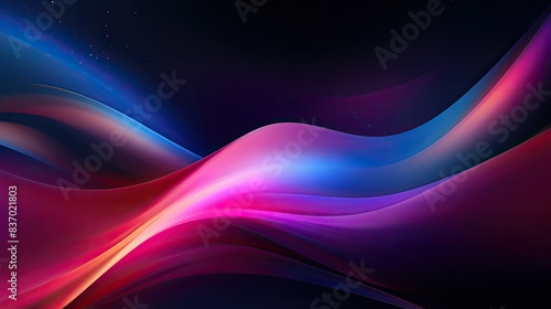 Abstract blurred colorful gradient waves in dark space