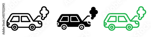 Car breakdown icon showing vehicle issues and emergency assistance, suitable for roadside services and automotive repair shops