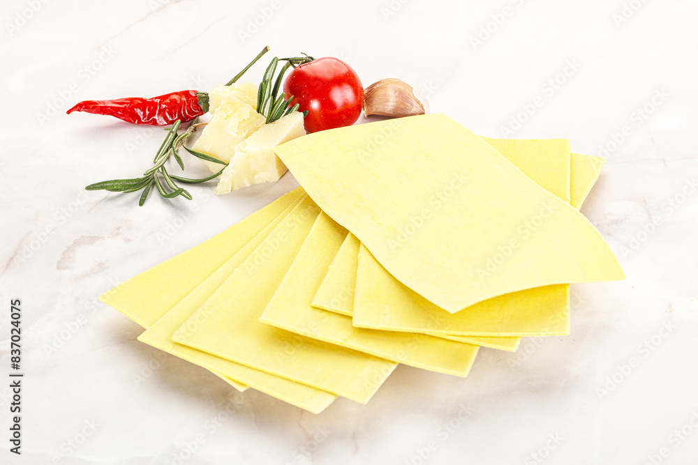 Uncooked raw Lasagna dry sheets Uncooked raw Lasagna dry sheets