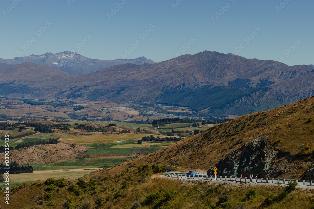 Vast valley with mountains and clear blue sky Vast valley with mountains and clear blue sky