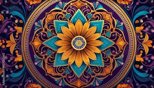 Floral Mandala with Rich Oriental Patterns