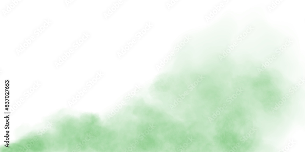 Fototapeta premium Green fog in slow motion. Realistic atmospheric green smoke. Green fume slowly floating rises up. PNG. 