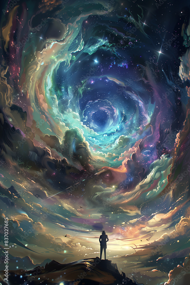 Alien planet in space. AI generated art illustration. Alien planet in space. AI generated art illustration.