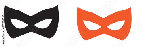 Mask superhero carnival villain or burglar vector icon. Collection of Black flat masquerade costume eye mask silhouette hidden face. Incognito theatre party masque shape clip art