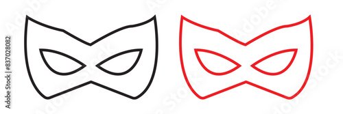Transparent PNG available
Mask superhero carnival villain or burglar vector icon. Collection of Black flat masquerade costume eye mask silhouette hidden face. Incognito theatre party masque shape clip
