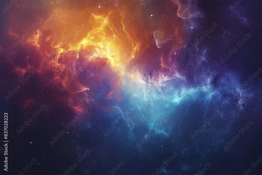 Incredible Cosmic Nebula in Deep Space Illuminated with Vibrant Colors of Fiery Red, Orange, Purple, and Cool Blue Hues among the Starsnebula Incredible Cosmic Nebula in Deep Space Illuminated with Vibrant Colors of Fiery Red, Orange, Purple, and Cool Blue Hues among the Starsnebula