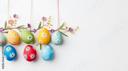 Happy Easter vintage sign with eggs on white background