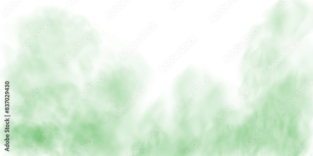 Fototapeta premium Green fog in slow motion. Realistic atmospheric green smoke. Green fume slowly floating rises up. PNG. 