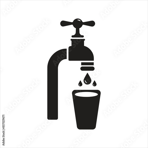 Water tap icon. Water tap with glass icon