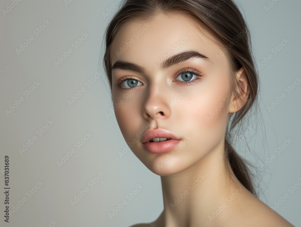 Beautiful Woman with perfect skin Portrait. Brunette Girl, empty copy space Beautiful Woman with perfect skin Portrait. Brunette Girl, empty copy space