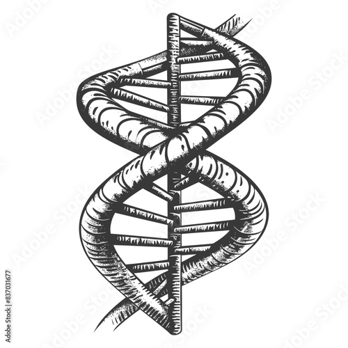 Hand-Sketched DNA Double Helix: Vintage Scientific Illustration.