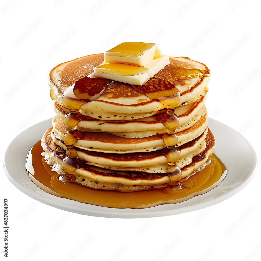 stack of pancakes isolated on transparent background. generative ai stack of pancakes isolated on transparent background. generative ai