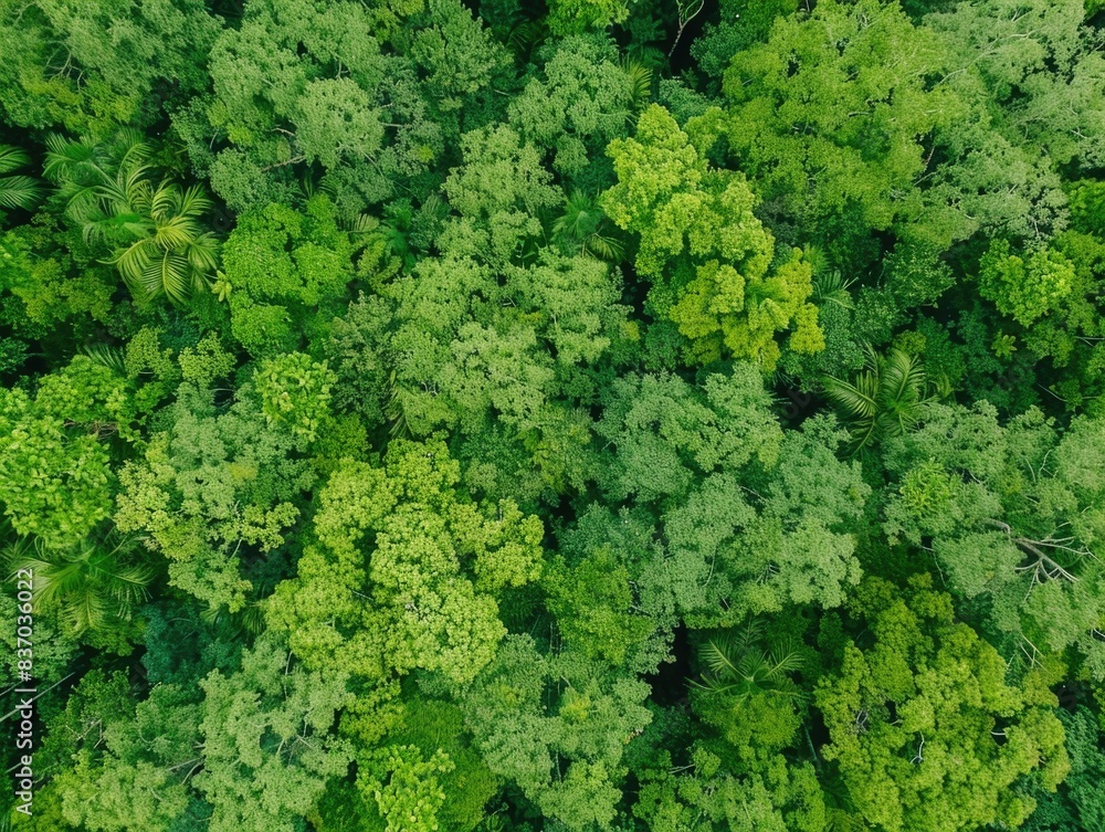 Naklejka premium Aerial View of Lush Green Forest