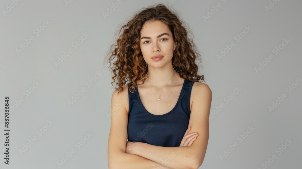 The woman with curly hair The woman with curly hair