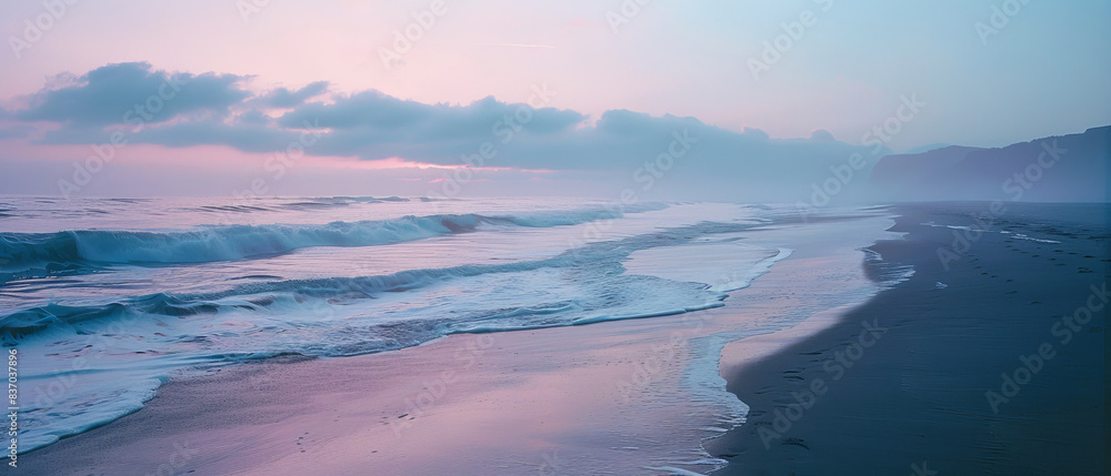 Serene Dawn: Tranquil Waves on a Secluded Beach Serene Dawn: Tranquil Waves on a Secluded Beach