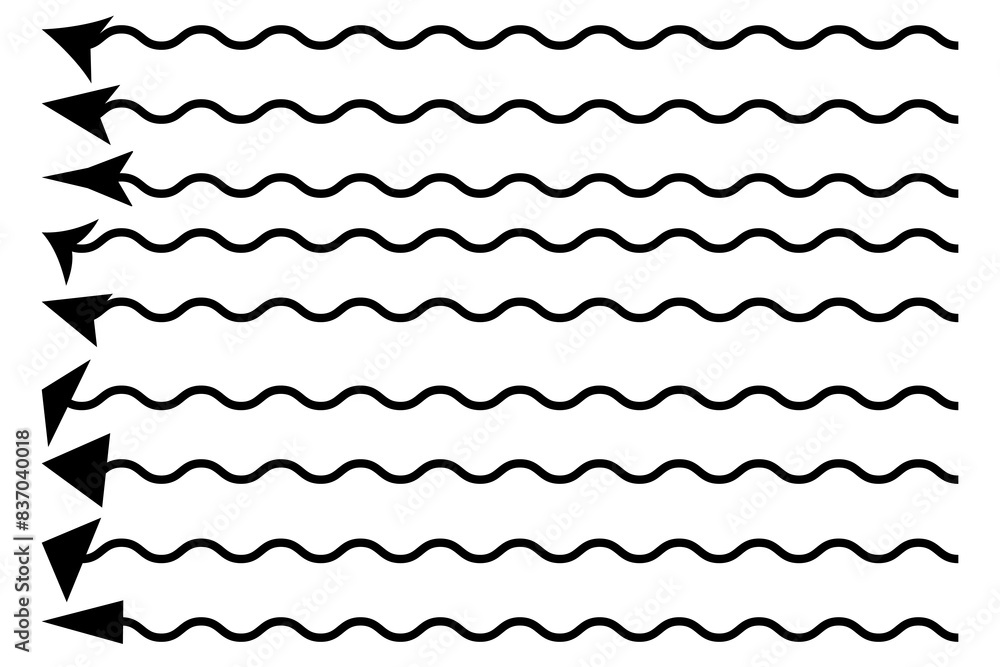Arrow wavy icons illustration. Simple black arrow pointer. Arrow wavy icons illustration. Simple black arrow pointer.