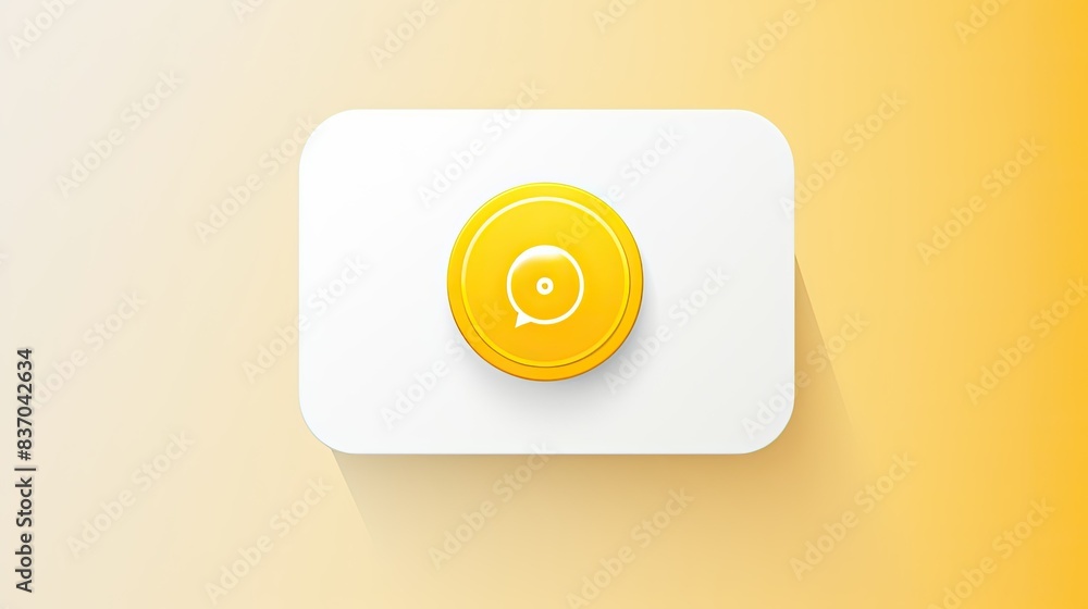 A white card with a yellow circle around it and a push pin in the corner in the style of an app icon A white card with a yellow circle around it and a push pin in the corner in the style of an app icon