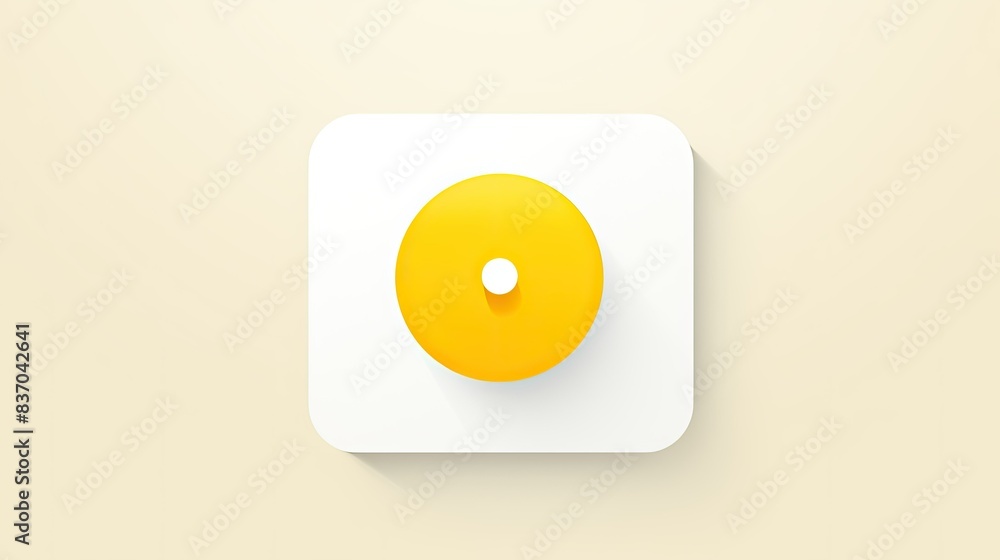 A white card with a yellow circle A white card with a yellow circle