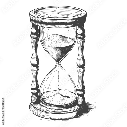 hourglass with engraving style black color only