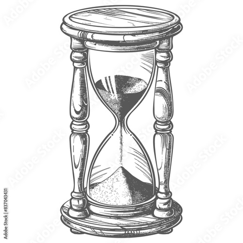 hourglass with engraving style black color only