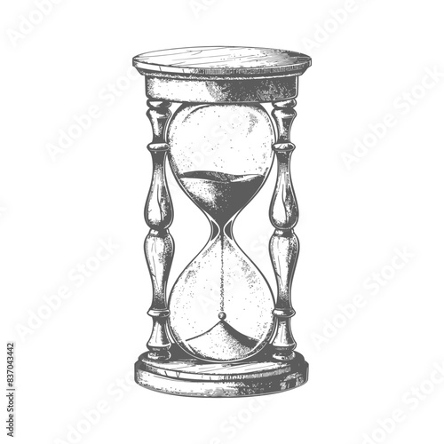 hourglass with engraving style black color only