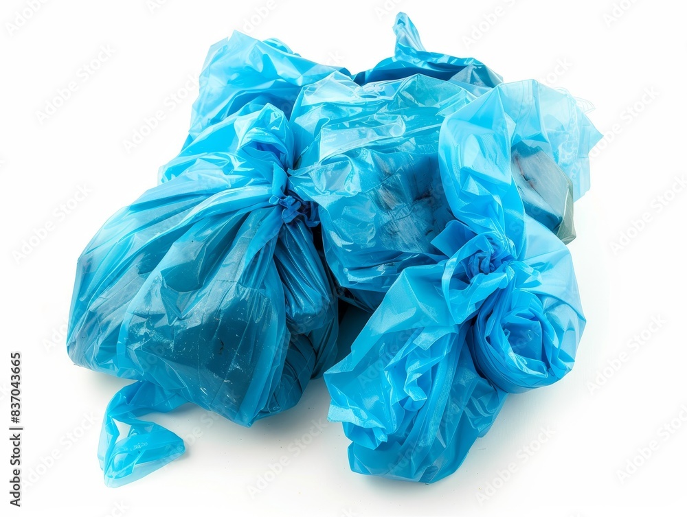 Blue Plastic Bags Filled with Trash Blue Plastic Bags Filled with Trash