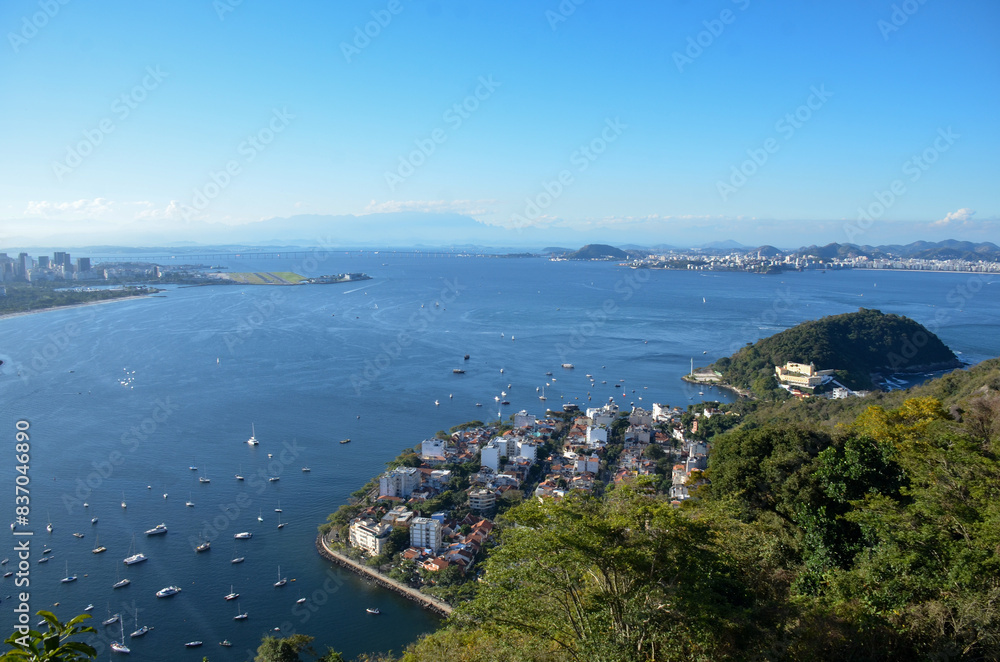 Wide urban panoramic view of the village of Urca from Sugarloaf Mountain (Sugarloaf Mountain) - Rio de Janeiro, Brazil
