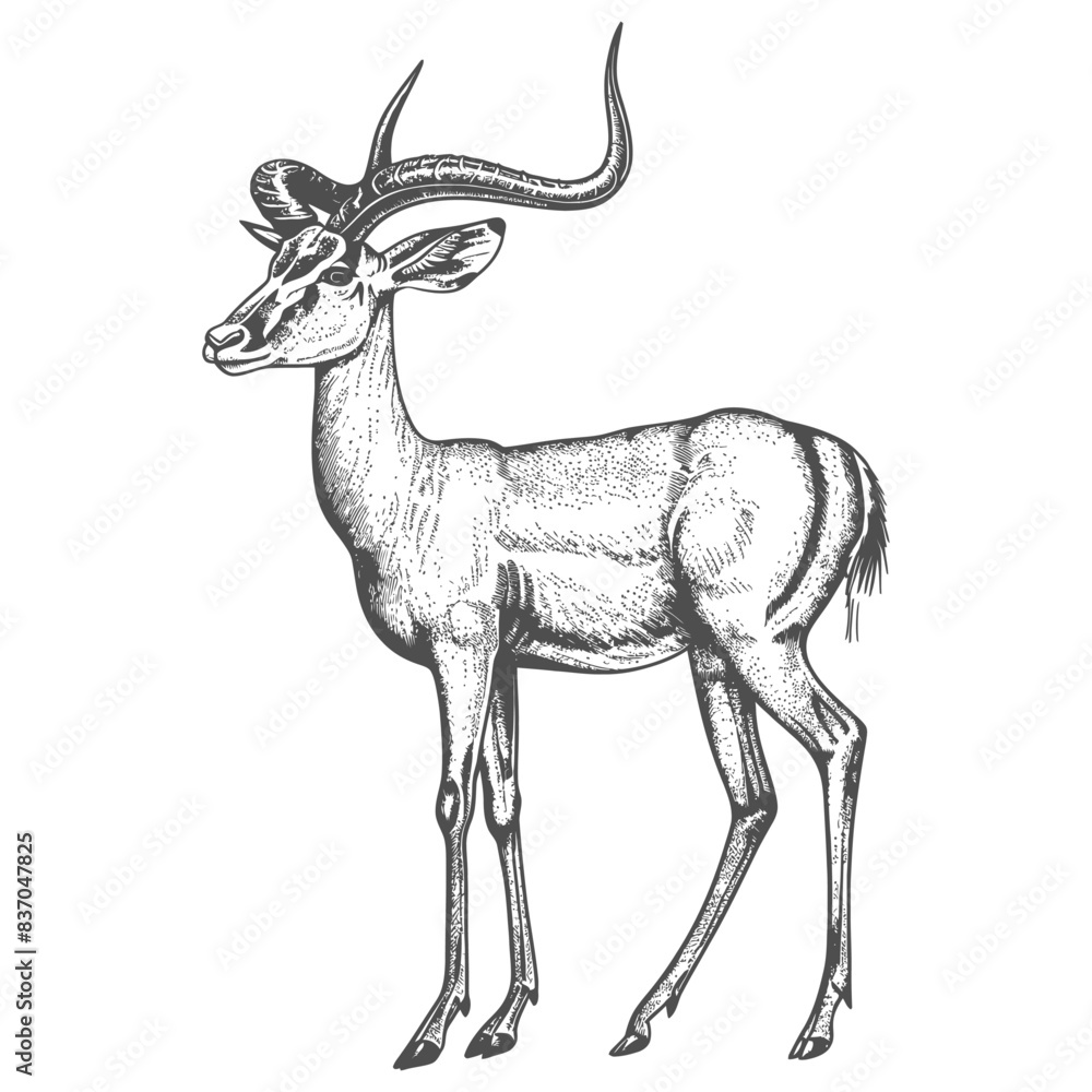 impala animal full body with engraving style black color only impala animal full body with engraving style black color only