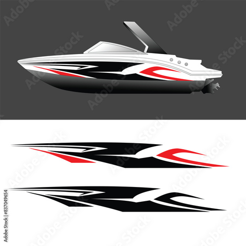 motorboat body wrap sticker design vector