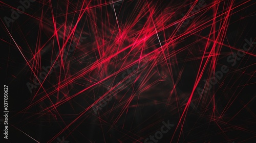 Red Neon Chaos. A chaotic tangle of red neon lines creates a visually intense abstract pattern, suggesting connectivity and energy.