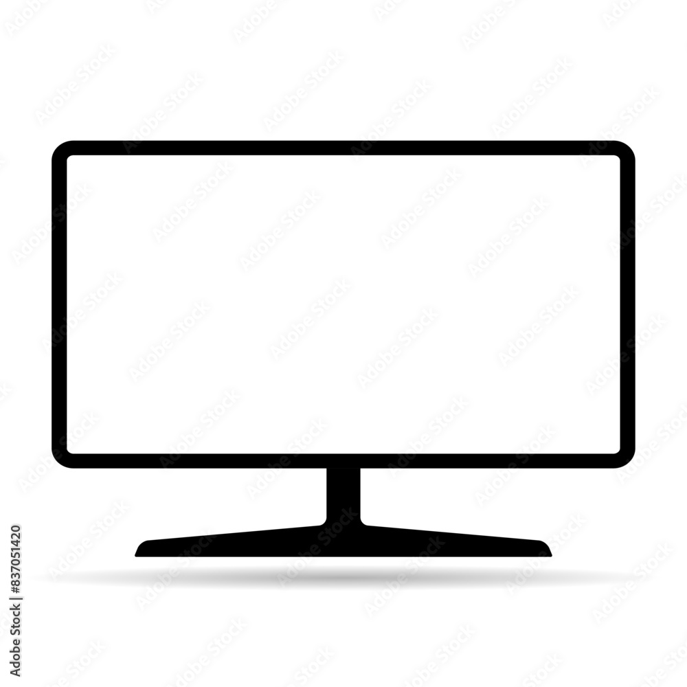 Thin pc monitor shadow icon, technology device equipment symbol, web vector illustration Thin pc monitor shadow icon, technology device equipment symbol, web vector illustration