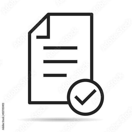 In compliance icon shadow sign, company passed inspection symbol, complete checkmark vector