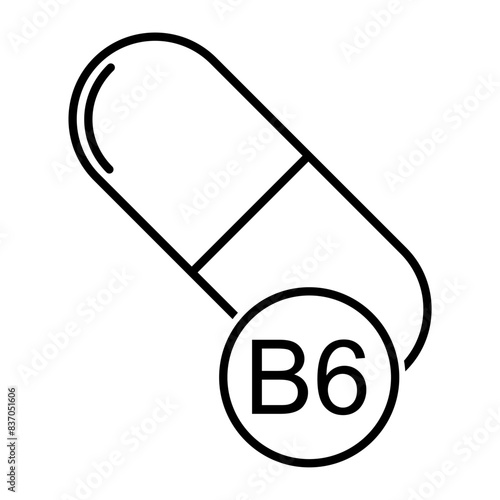 Vitamin B6 icon, healthy medicine pill supplement symbol, complex mineral vector illustration