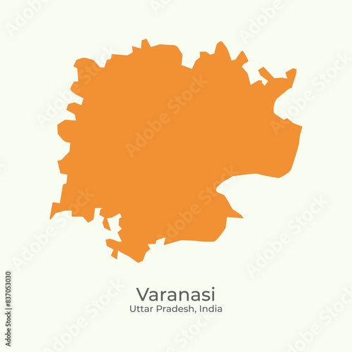 Varanasi city also known as Banaras city modern map, Uttar Pradesh India. Vector, illustration. photo