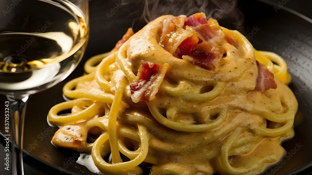 Fototapeta premium Carbonara food, photo, image, pic, pasta picture, full hd, 4k, download 2